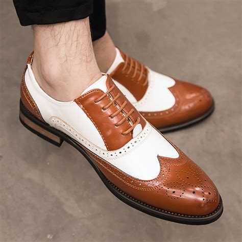Stylish Brown & White Wingtip Shoes - Perfect for Any Occasion